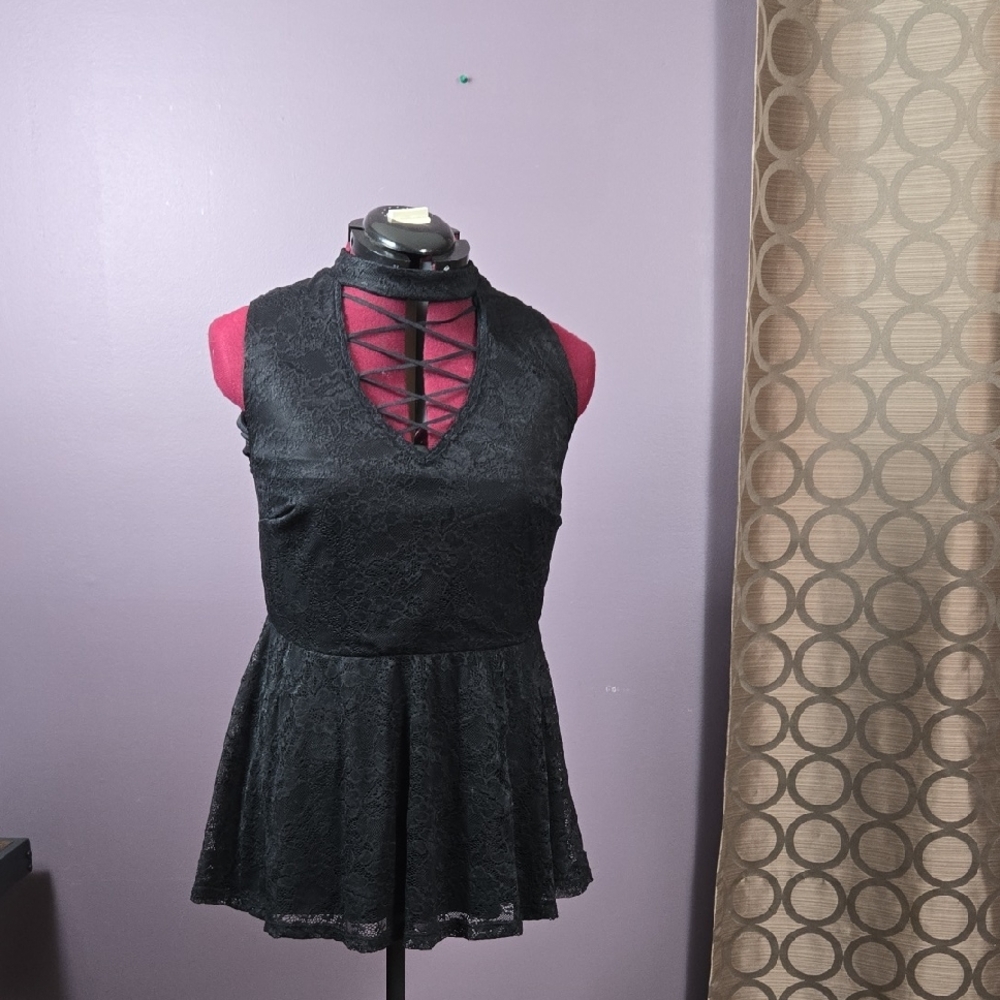 Torrid Black Lace Halter Top